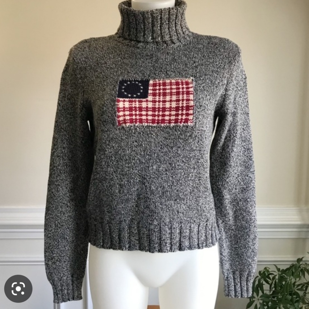 Ralph Lauren orig label Vintage Americana Turtleneck Pullover Sweater EUC preppy